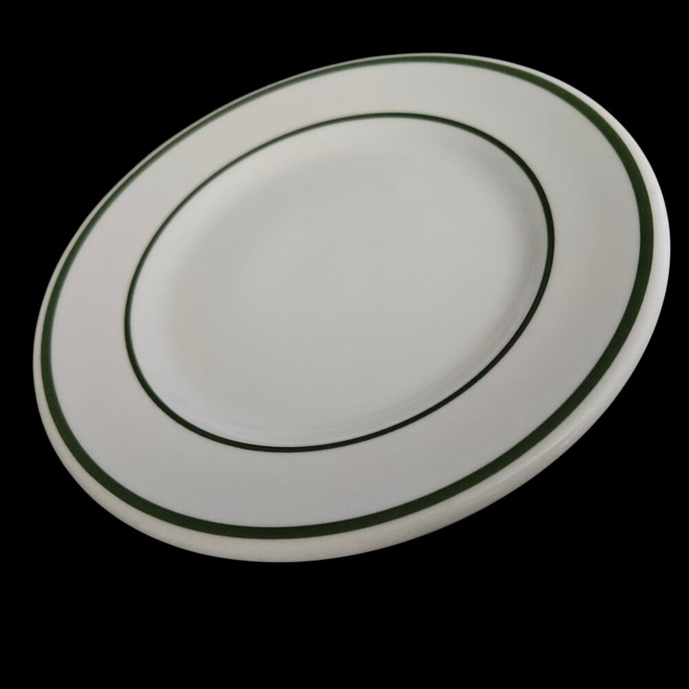Lawrence Vitrified China Green Stripe Bread Plates Set of 4